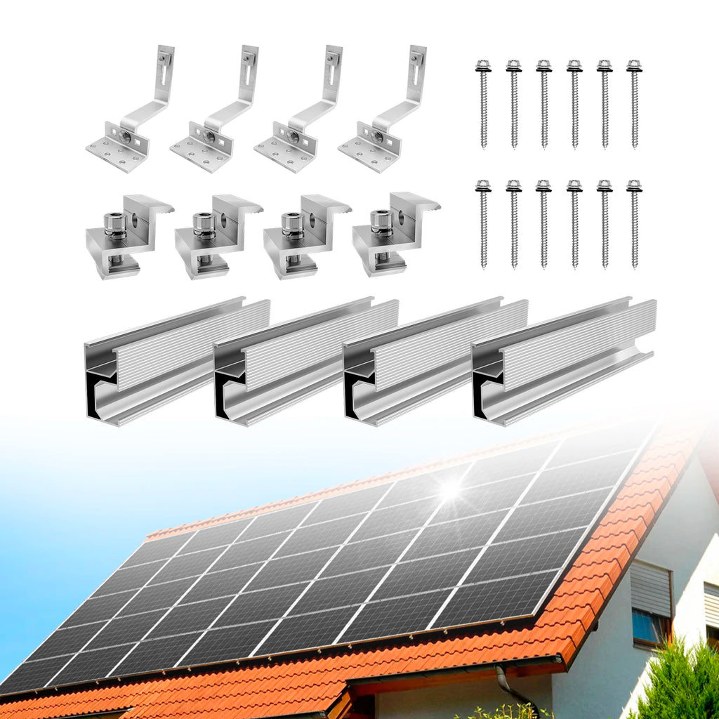 CP-SETUNO 太陽光パネル取り付けセット、太陽光発電用取り付けレール（1/2/4枚用）、300mmアルミ製取り付けレール、30/35mm用