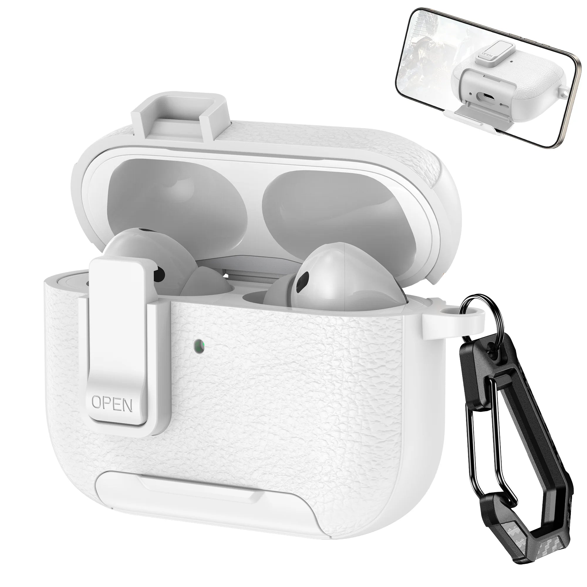 Nouvelle housse pour écouteurs AirPods Pro 3 3ème génération, étui de protection avec verrouillage sécurisé, support de téléphone invisible, coque en texture cuir