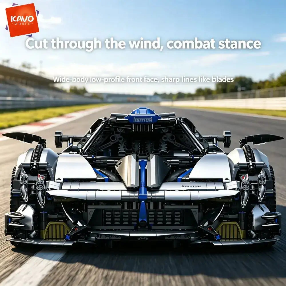 KAVOWORLD Set de construcción de coche de carreras a escala 1:8, modelo STEM de bricolaje de 3526 piezas con motor y alerón de pista