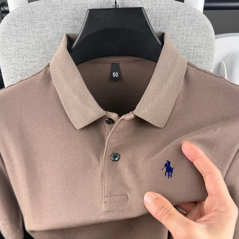 Polo à manches courtes pour homme 100 % coton pur, marque de luxe, été 2026, broderie poney, t-shirt décontracté de golf