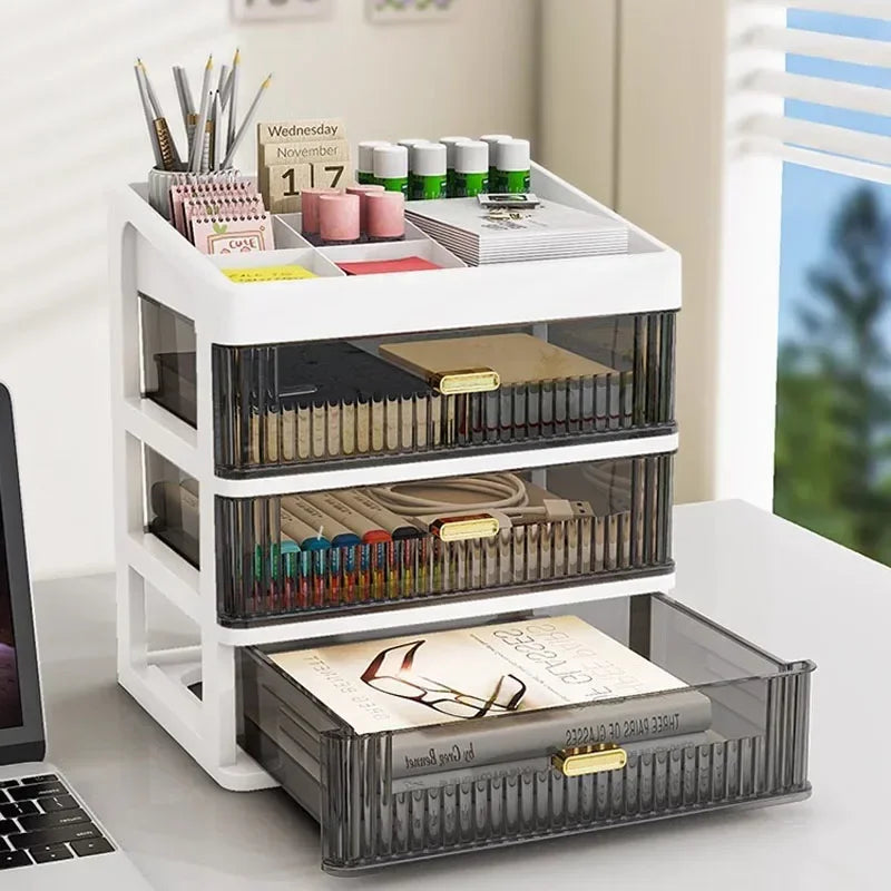 Drawer Storage Desk Organizer Stationery Transparent Office Supplies Organizers Accessories Box Plastic Organizing Boxes School