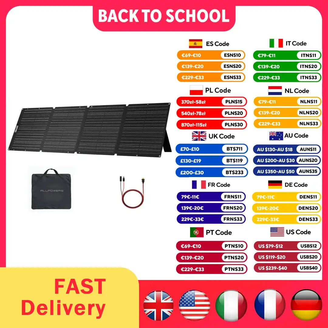 ALLPOWERS Foldable Solar Panel 60/100/140/200W Mobile Solar Charger for Power Supply Laptop Solar Generator Fishing
