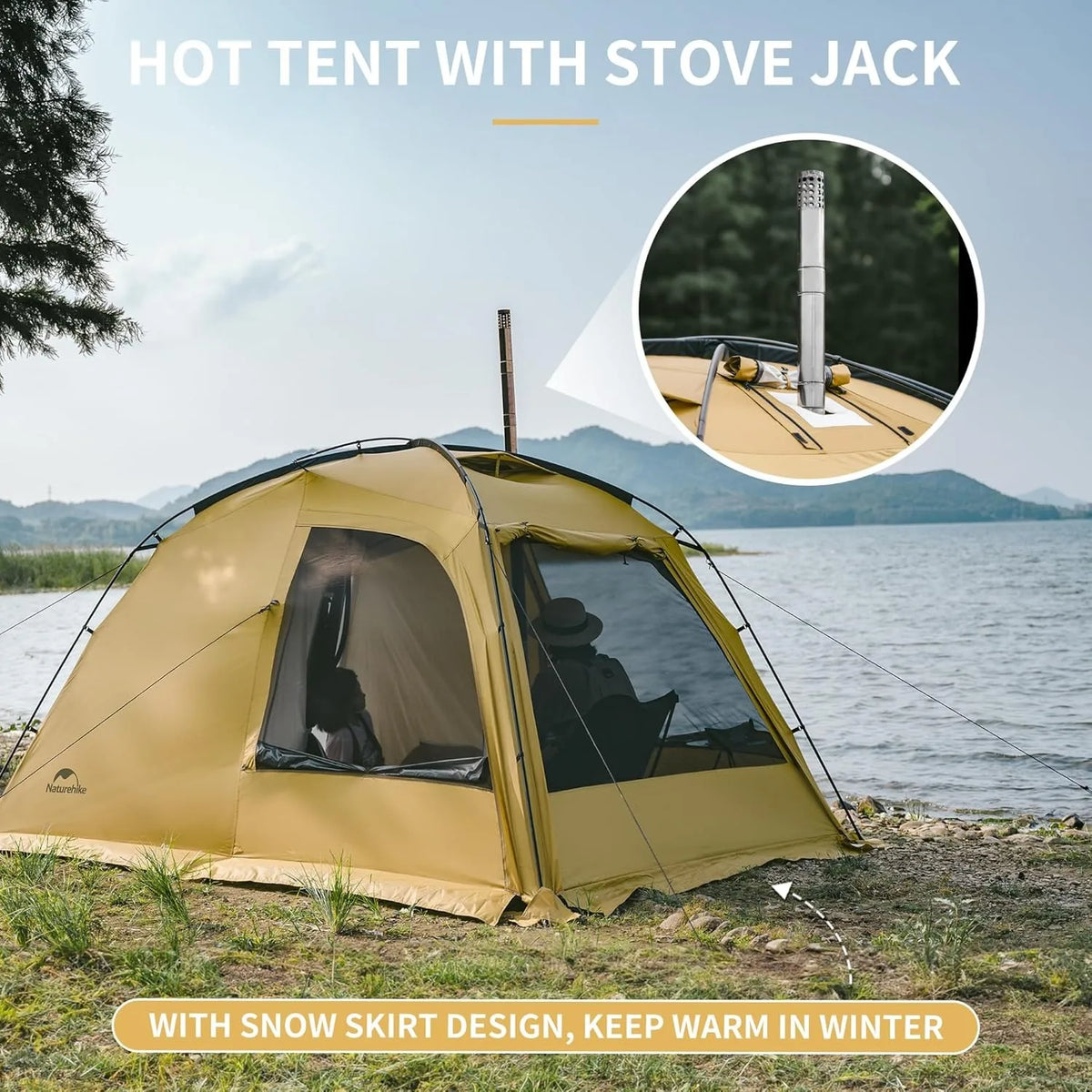 Tienda de campaña Naturehike Dune 7.6 para 4 estaciones, para 2-4 personas, impermeable, resistente al viento, 1 habitación y 1 vestíbulo, tienda familiar grande para viajes al aire libre