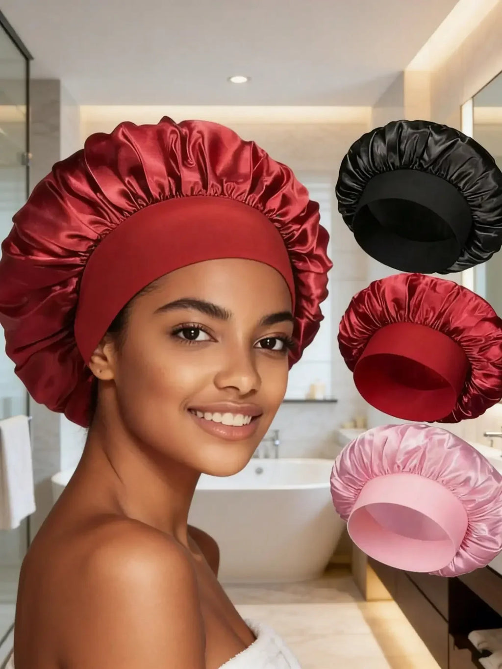 Gorro de dormir de satén y seda – Cuidado capilar con elástico holgado, para mujer y unisex
