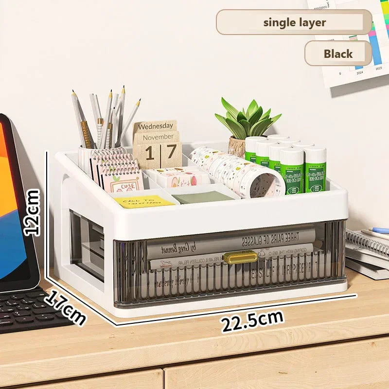 Drawer Storage Desk Organizer Stationery Transparent Office Supplies Organizers Accessories Box Plastic Organizing Boxes School