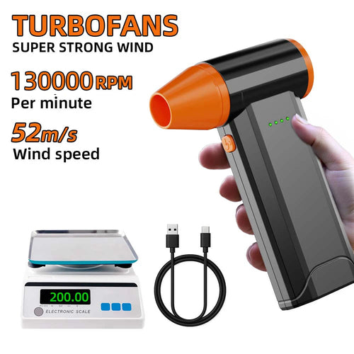 130,000 RPM Ultra-Portable Turbo Jet Fan 200g Thrust | 52m/s High Green Sir Loin
