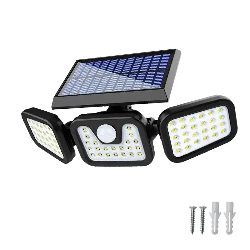 Solar-Wandleuchte für den Außenbereich mit 3 bewegungsgesteuerten Leuchten, verstellbar, wasserdicht, solarbetrieben, Sicherheitslampe und Strahler für Garten, Terrasse und Wege