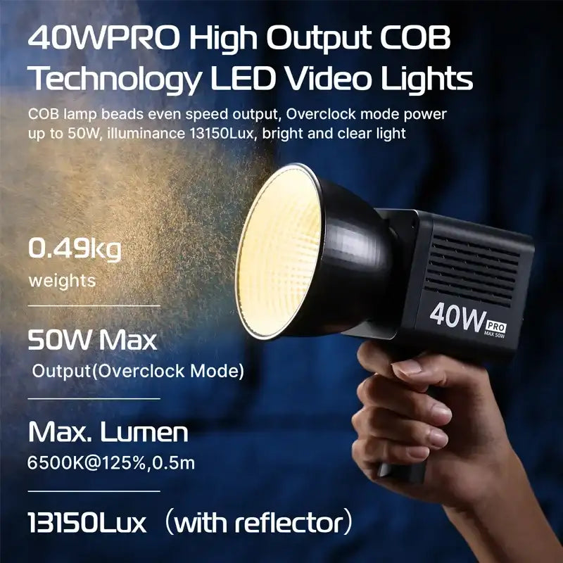 Ulanzi L023 40W Pro tragbare zweifarbige COB-LED-Videoleuchte für Fotostudio, 2500K-6500K, 3400mAh, für Video-Livestreaming
