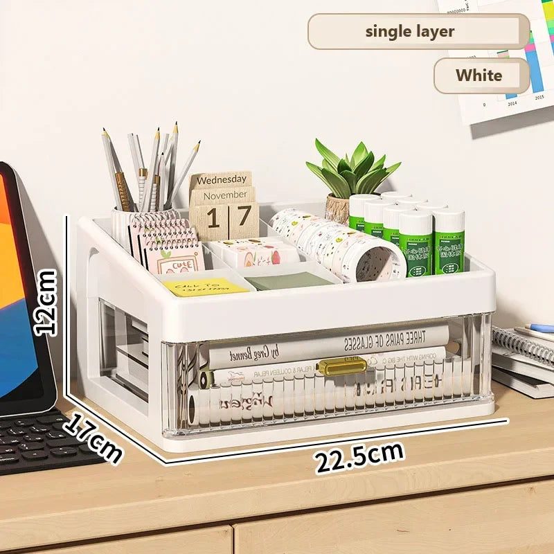Drawer Storage Desk Organizer Stationery Transparent Office Supplies Organizers Accessories Box Plastic Organizing Boxes School