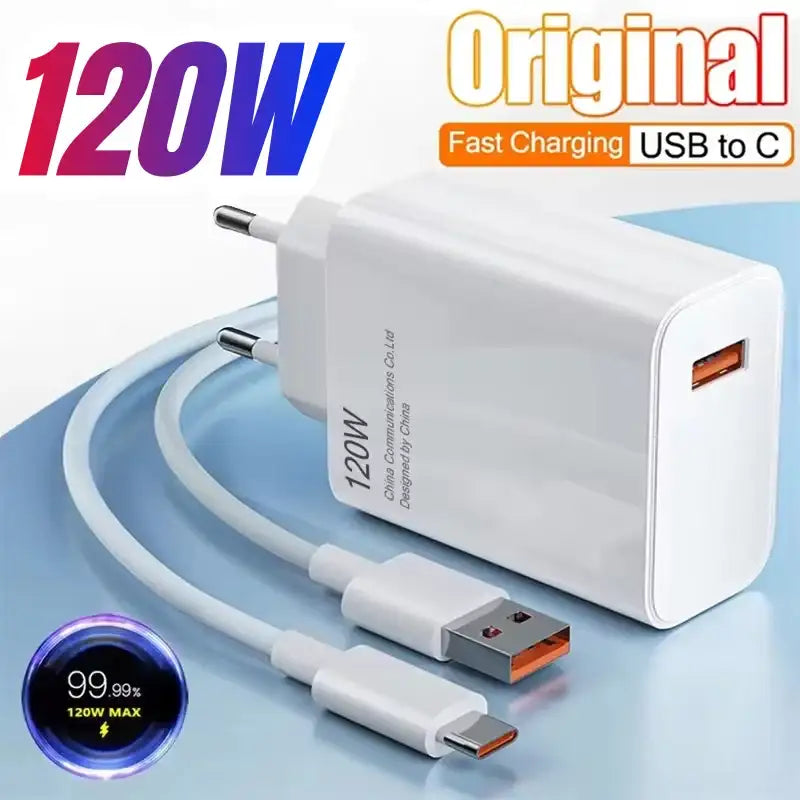 120W Ultra Fast Charger QC 5.0 67W 55W 33W EU Plug 6A Type C Cable Rapid Charging Adapter For iPhone Huawei Sumsang NEW