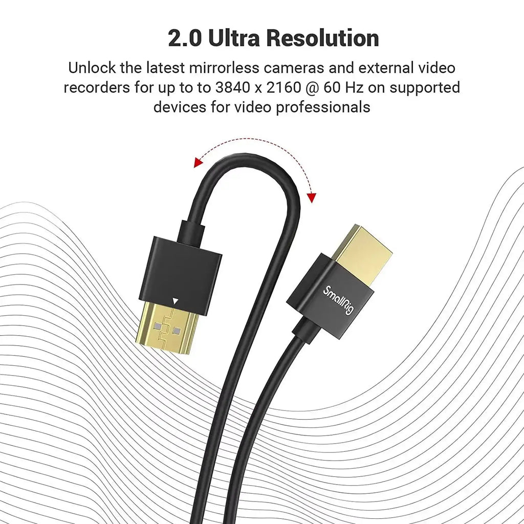 SmallRig Ultra Slim 4K 60HZ 2.0 Cable 33/55cm for DSLR/ Monitor/ Wireless Video Transmitter & Receiver 2956/2957