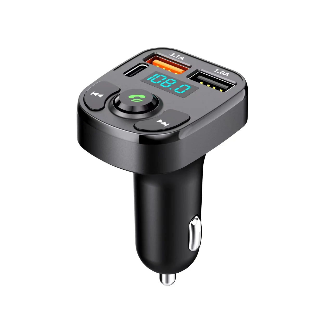 Lecteur MP3 de voiture, chargeur rapide double USB, transmetteur FM, kit de voiture mains libres compatible Bluetooth 5.0, kit de voiture avec clé USB à brancher