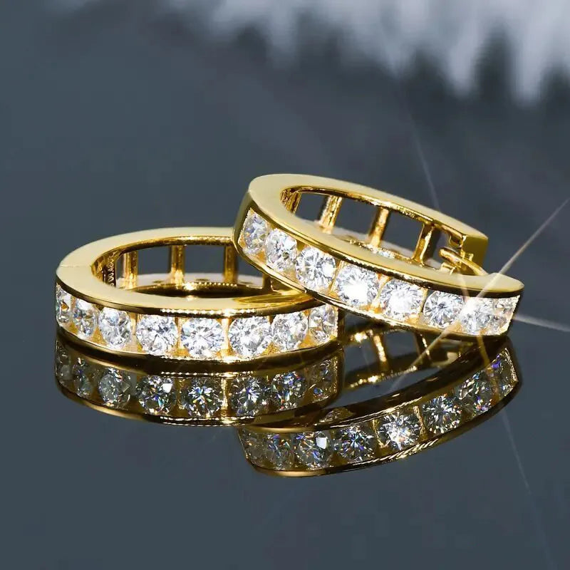 925 Sterling Silver Punk Hoop Earrings For Men Cubic Zirconia Huggie Cartilage Cuff Hypoallergenic Earrings Jewelry