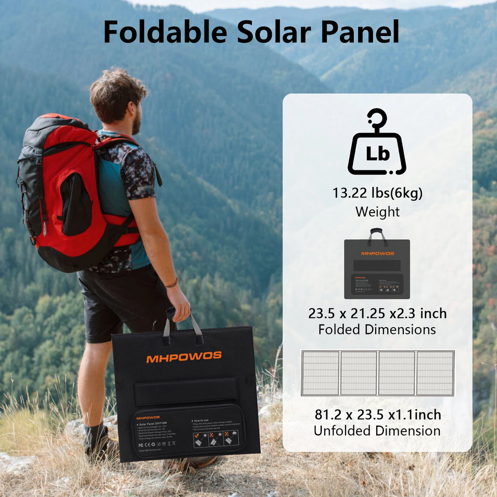 MHPOWOS 220W Foldable Solar Panel – For Jackery Bluetti EcoFlow
