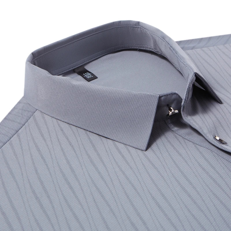 Men's Fashion Ice Silk Polo Shirt Cool Touch Fabric With Diagonal Line Print Short Sleeve For Business