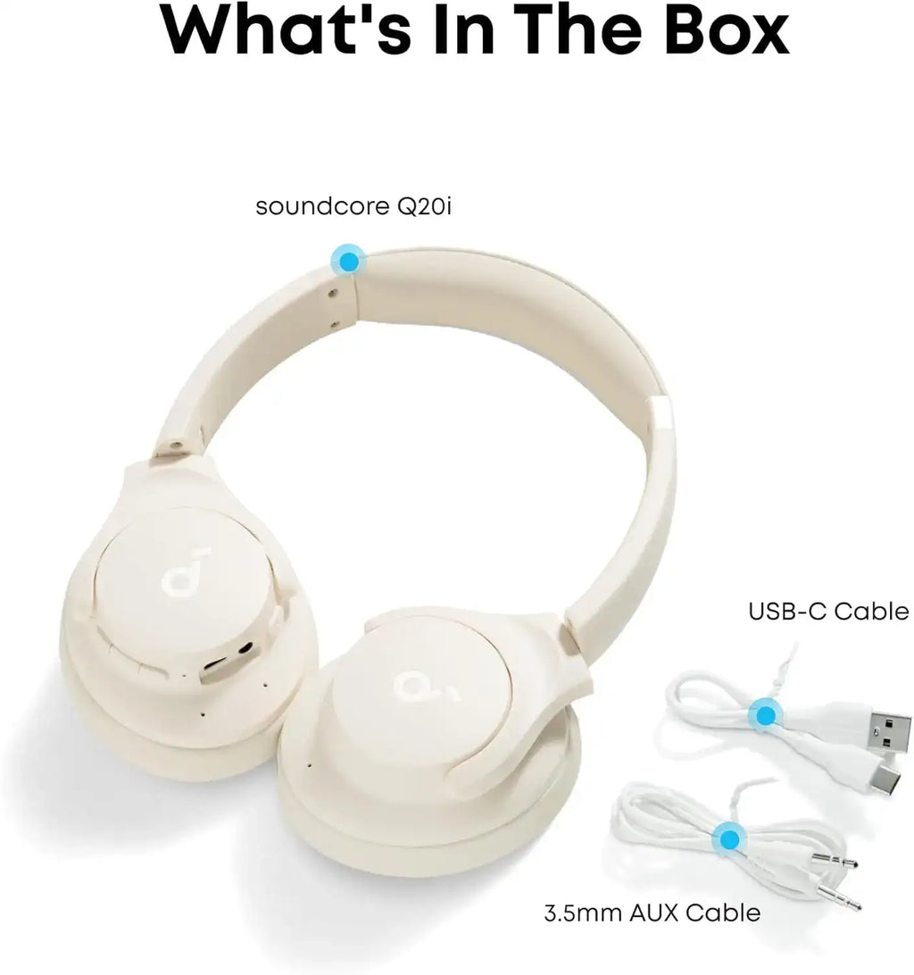 Casque supra-auriculaire sans fil Bluetooth à réduction de bruit active hybride Soundcore by Anker Q20i, autonomie de 40 heures (Reconditionné)