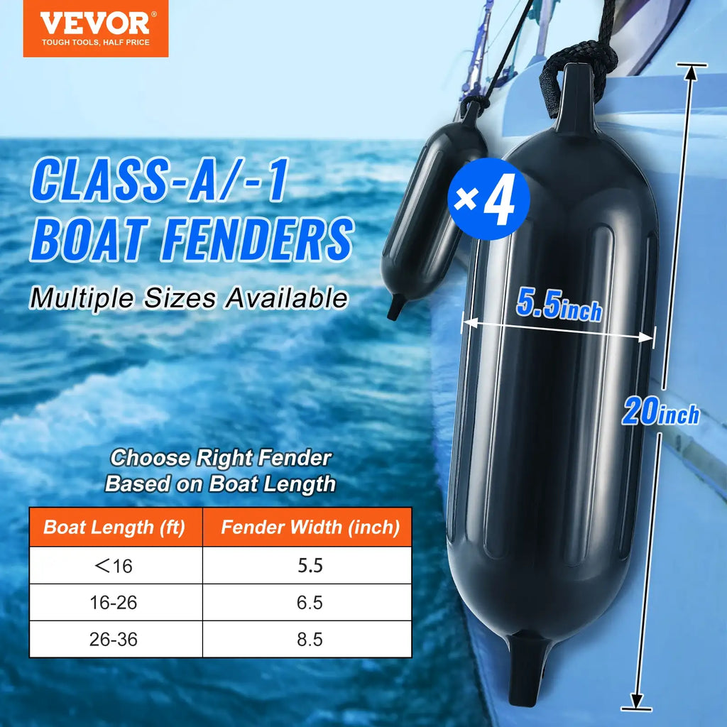 SucceBuy aufblasbarer gerippter Fender mit mittigen Öffnungen, Bootsfender für Steg und Marineboote, mit Luftpumpe, 4 Nadeln, 4 Seilen und Aufbewahrungstasche