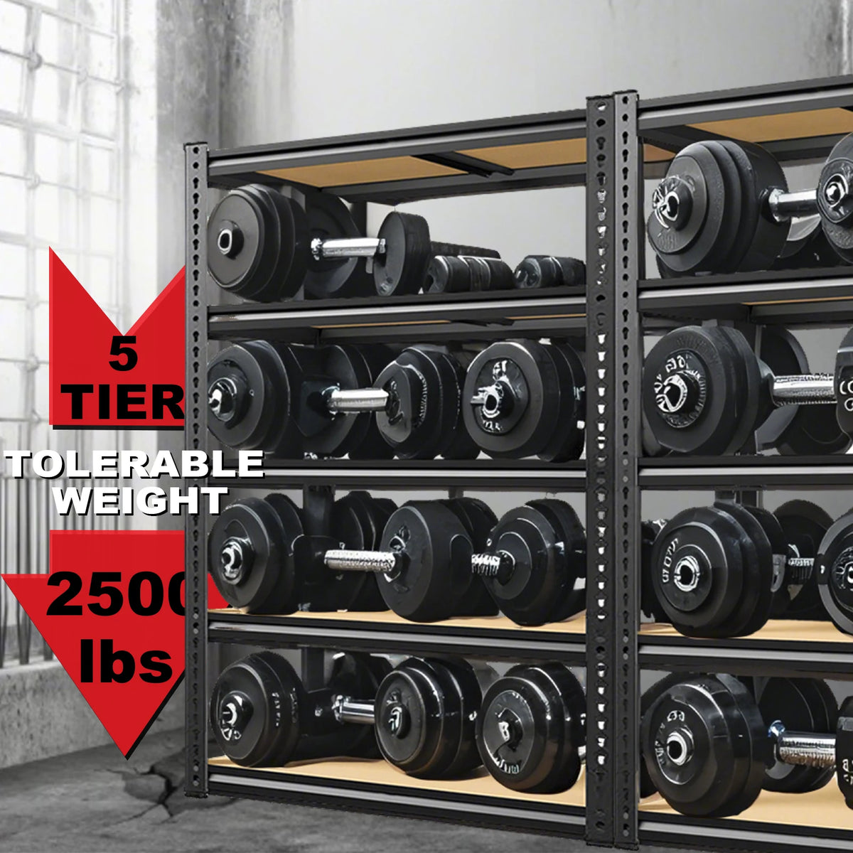Étagères de rangement de garage de 183 cm/152 cm de haut, étagères de rangement robustes réglables d'une capacité de 900 kg pour placard