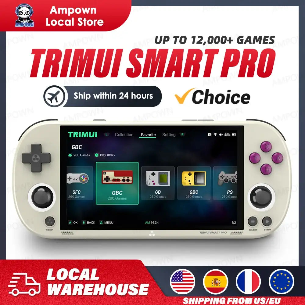 Trimui Smart Pro Handheld Game Console 4.96'' IPS Screen Linux System Joystick RGB Lighting Trimui Retro Video Game Console Gift