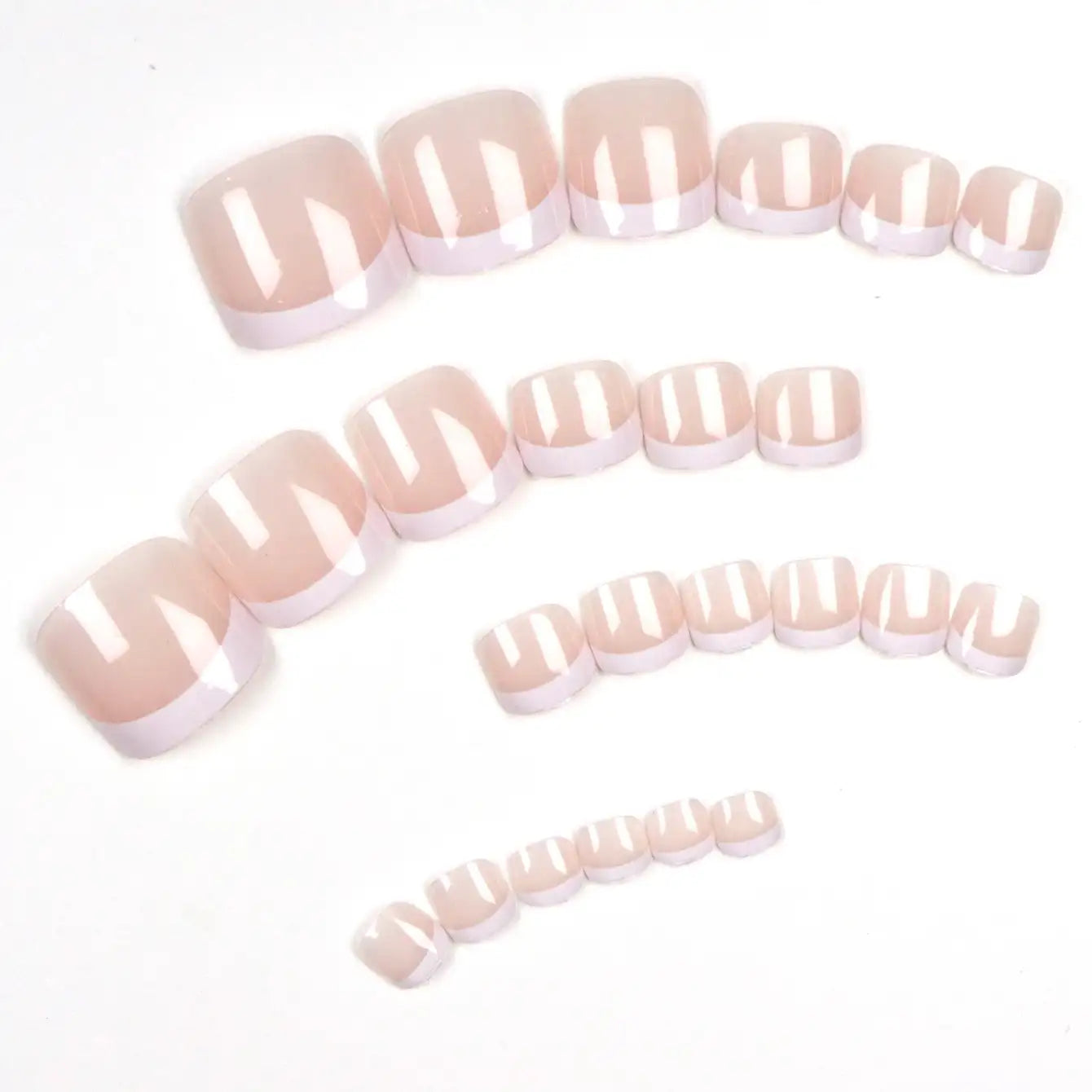 120pcs Short Square False Toe Nail Tips Pink French Soft Gel Press On Toenails White Edge Fake Toe nails Full Cover Toe Nail Tip