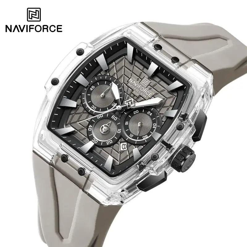 NAVIFORCE Top-Marke Herrenuhr, multifunktionaler Chronograph mit nachleuchtenden Zeigern, wasserdicht bis 30 m, Silikonarmband, Original-Herrenuhr