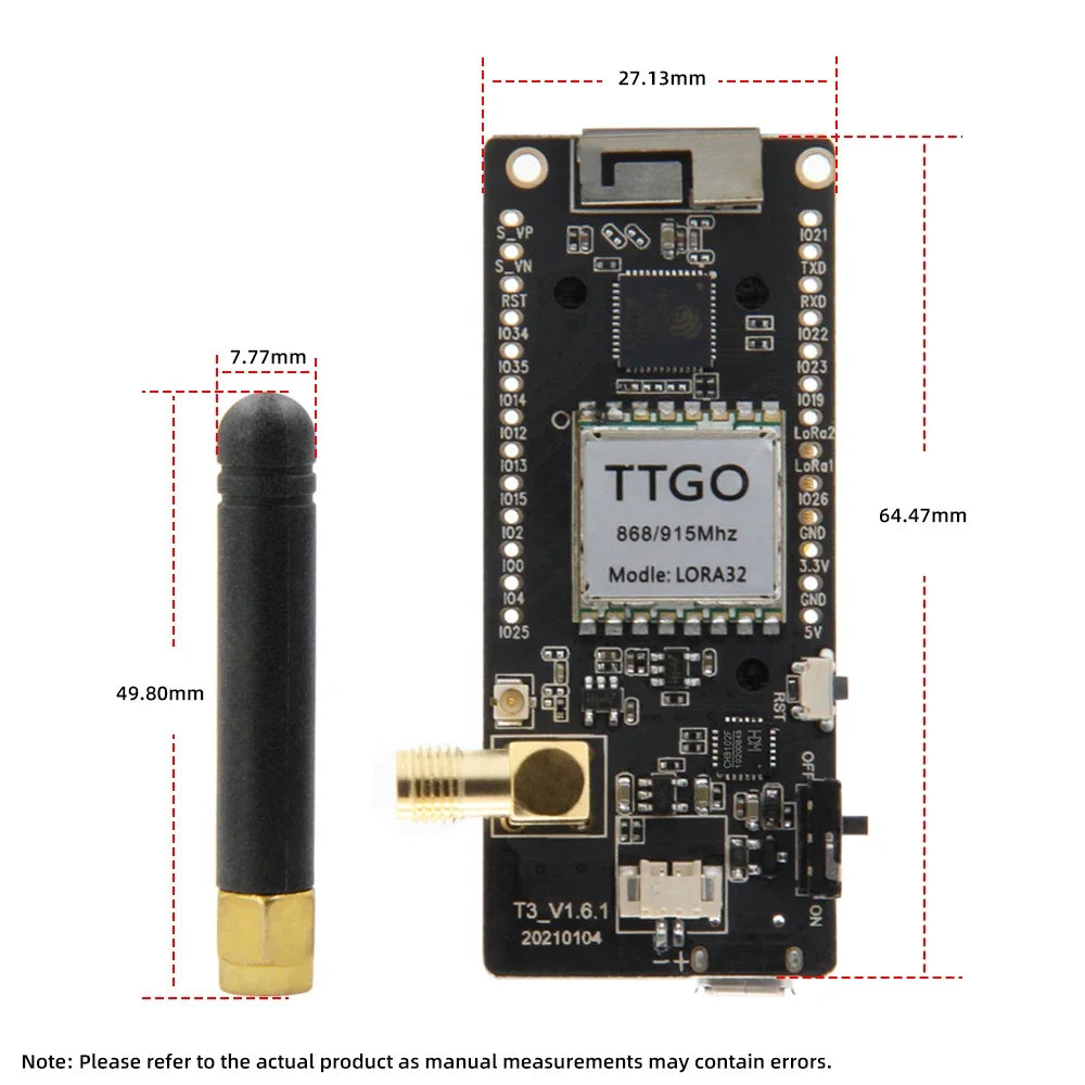 LILYGO TTGO LoRa32 V2.1 ESP32 – LoRa OLED, WiFi, BT, SD-Karte