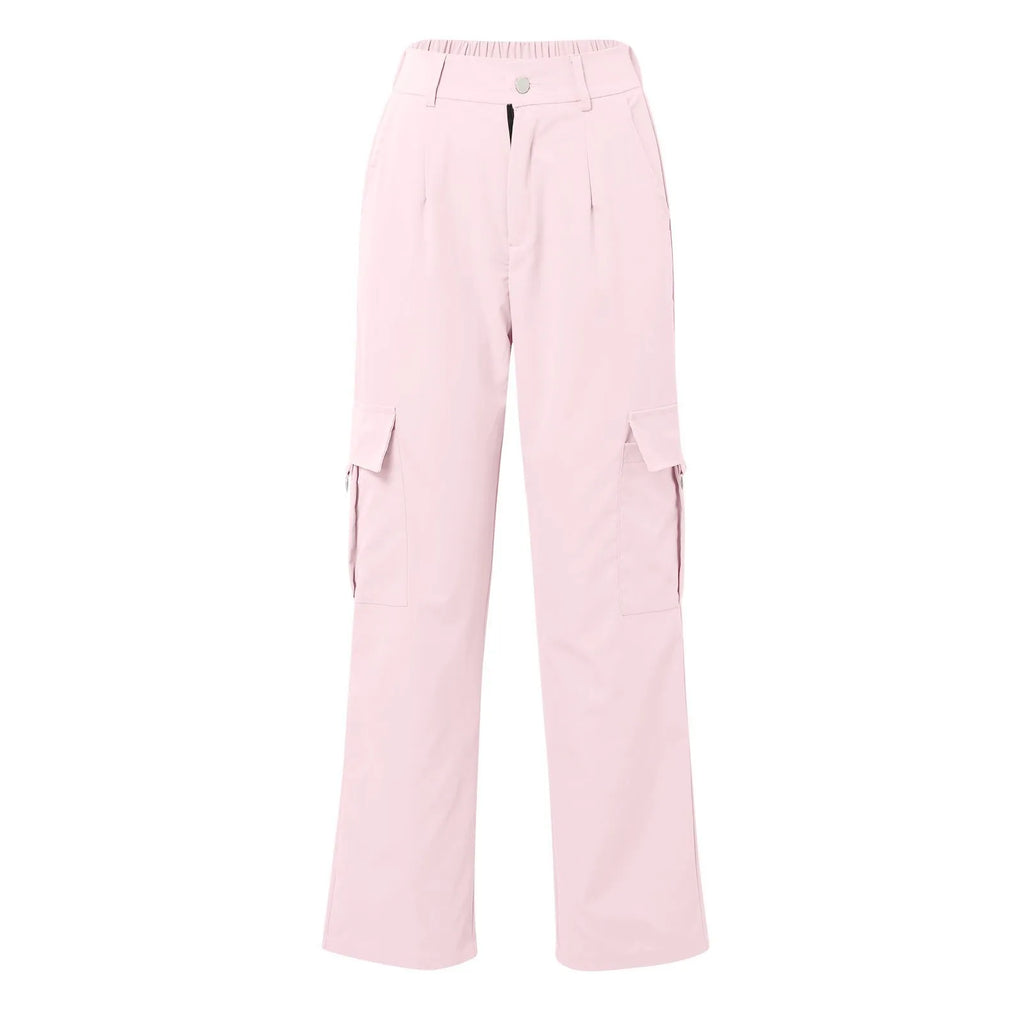 Pantalones cargo de mujer con bolsillos, elásticos, de tiro alto, informales, de pierna recta y ancha, largos, deportivos y tipo jogger