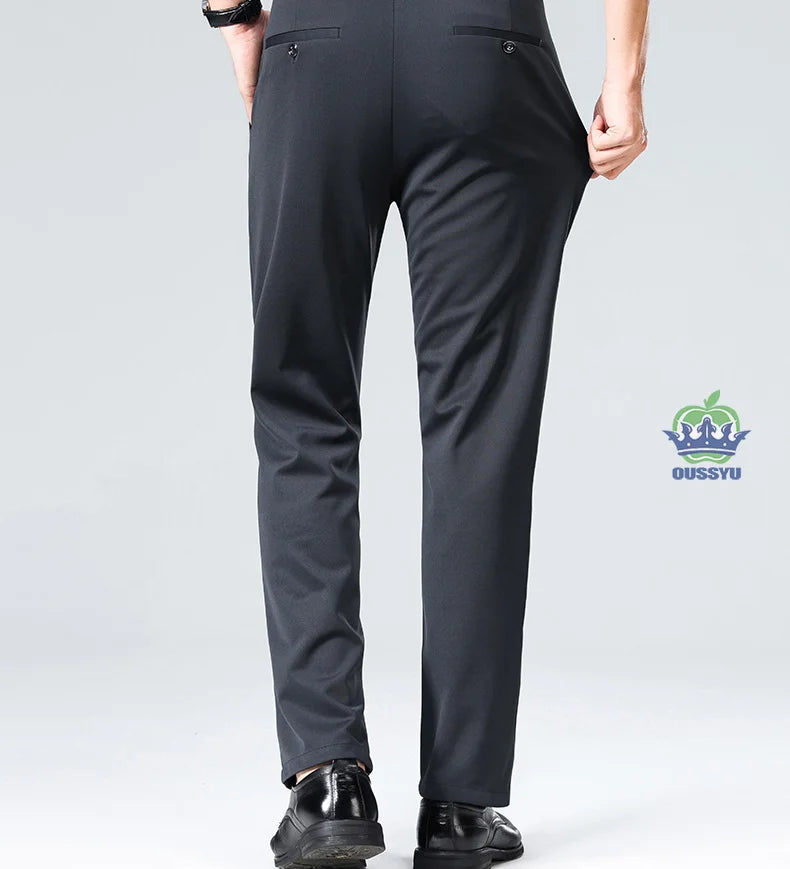 Brand Clothing Summer Thin Men's Stretch Suit Pants Business Slim Straight Work Office Black Formal Trousers Men Plus Size 40
