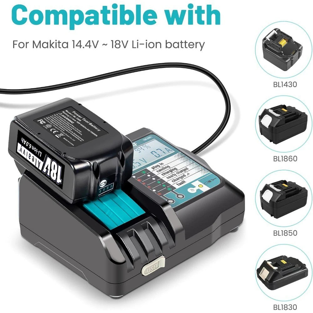 DC18RF Li-ion Battery Charger 3.5A Charging Current for Makita 14.4V 18V BL1830 Bl1430 DC18RC DC18RA Power tool with USB