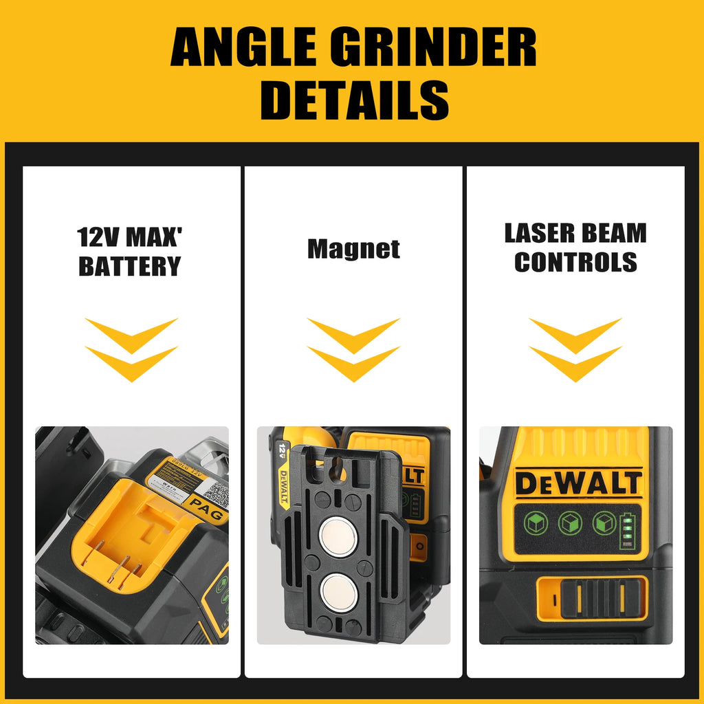 Nivel láser verde Dewalt DW089LG 12V 2026, 12 líneas, 3 lados, 360° vertical y horizontal para proyectos en interiores y exteriores, litio