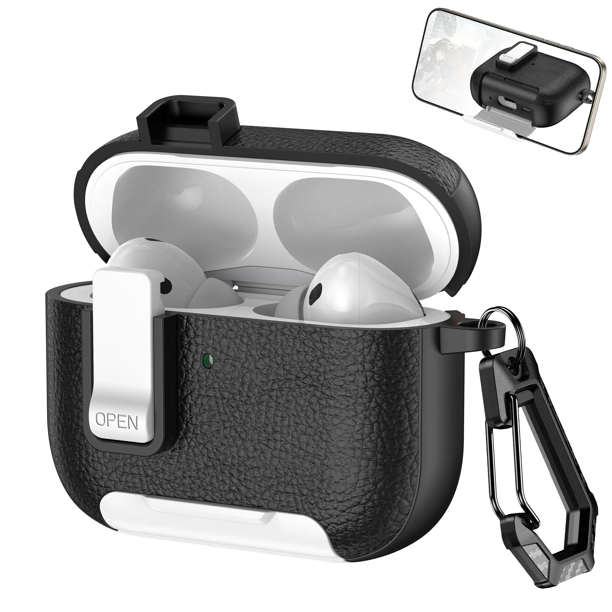 Nouvelle housse pour écouteurs AirPods Pro 3 3ème génération, étui de protection avec verrouillage sécurisé, support de téléphone invisible, coque en texture cuir