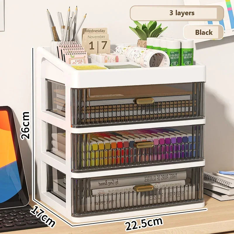Drawer Storage Desk Organizer Stationery Transparent Office Supplies Organizers Accessories Box Plastic Organizing Boxes School