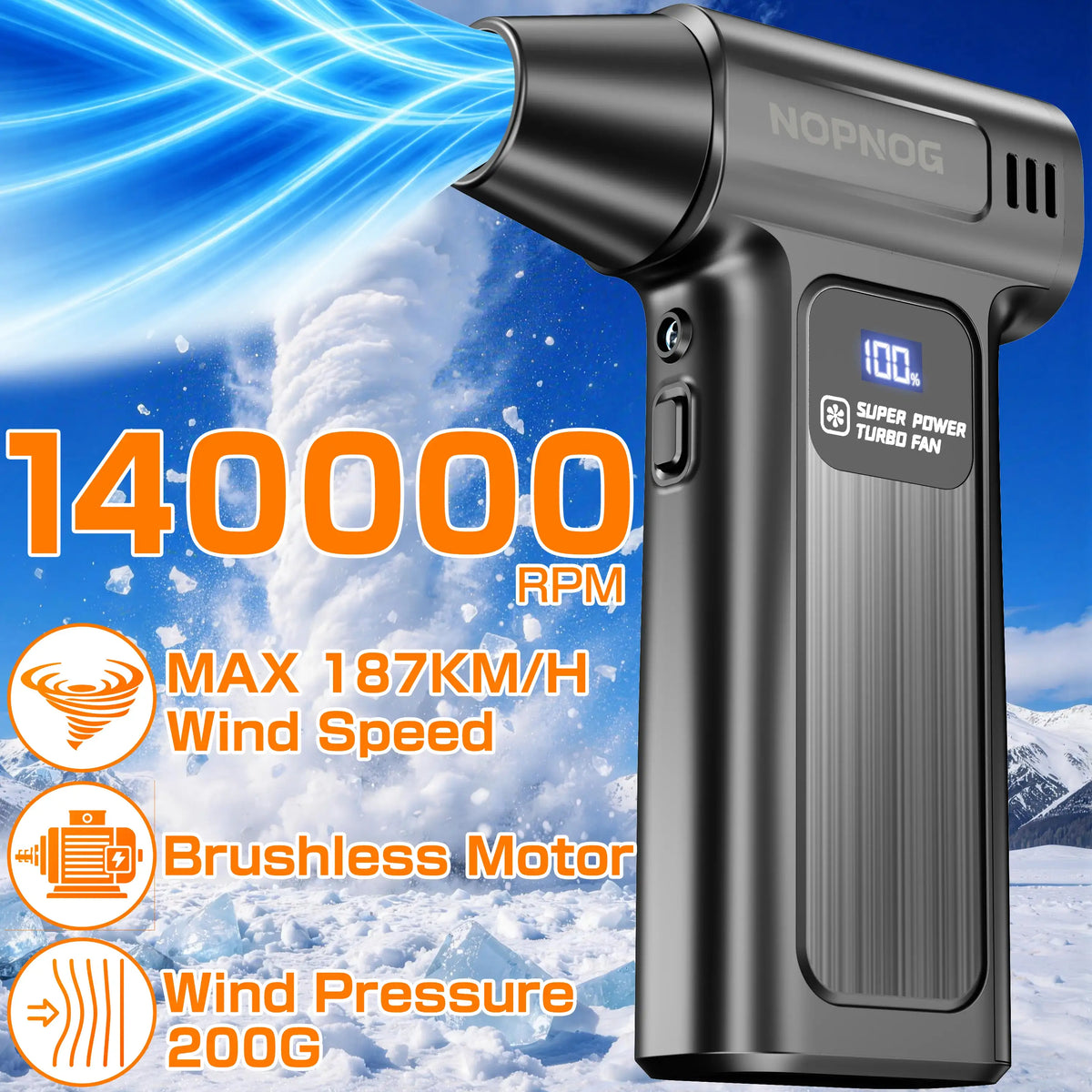 Turbo Fan Blower Car Cleaning Blowing Tools Auto Violent Jet Fan Summer Hair Dryer Family Electric Air Duster Auto Dust Collector Outdoors Portable Multipurpose Fan