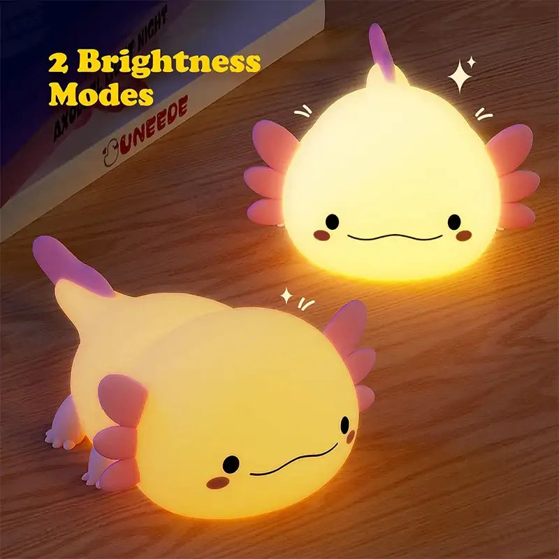 Veilleuse mignonne en silicone Axolotl avec contrôle tactile, rechargeable par USB, lampe de chevet pour bébé et enfants