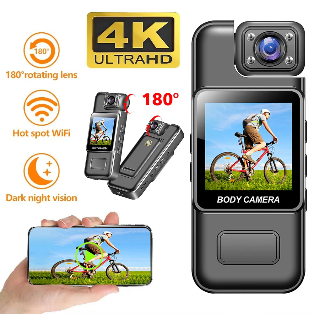 4K 2K 1080P Mini WiFi Camera Portable Digital Video Recorder BodyCam 1080P Infrared Night Vision Police Cam Small Bike Camcorder