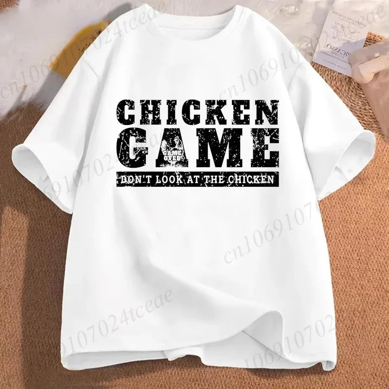 T-shirt homme amusant « Chicken Game Don't Look At The Chicken » – T-shirt imprimé – Hauts de mode pour hommes et femmes – Ropa Hombre