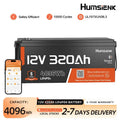Batterie LiFePO4 Humsienk 12V 320Ah, 4096Wh avec Bluetooth et BMS 250A, plus de 15 000 cycles pour camping-car, van, bateau, voiturette de golf et solaire