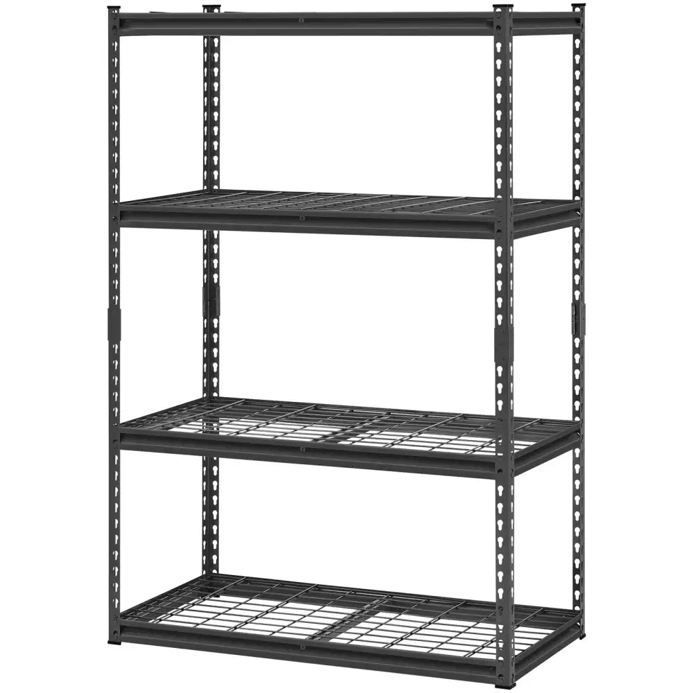 Étagère de rangement robuste réglable à 4 niveaux, capacité de charge de 2400 lb, étagère de rangement pour salon, étagère de présentation polyvalente pour garage, entrepôt, sous-sol, maison