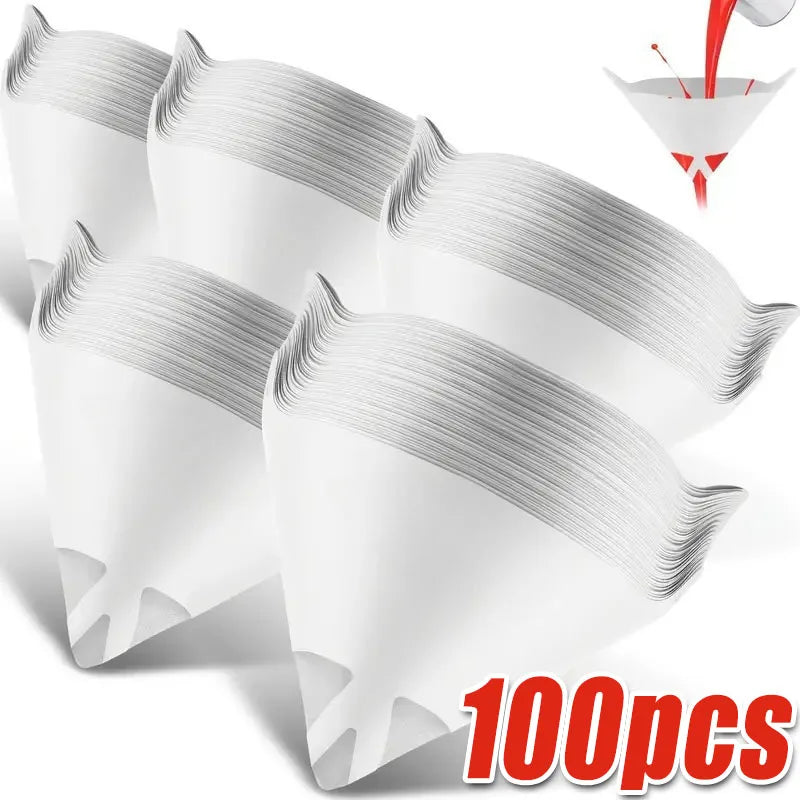 10-500PCS Car Disposable Paper Filter 190 Mesh Purifying Straining Cup Paint Spray Mesh Conical Nylon Micron Paper Funnel Tools