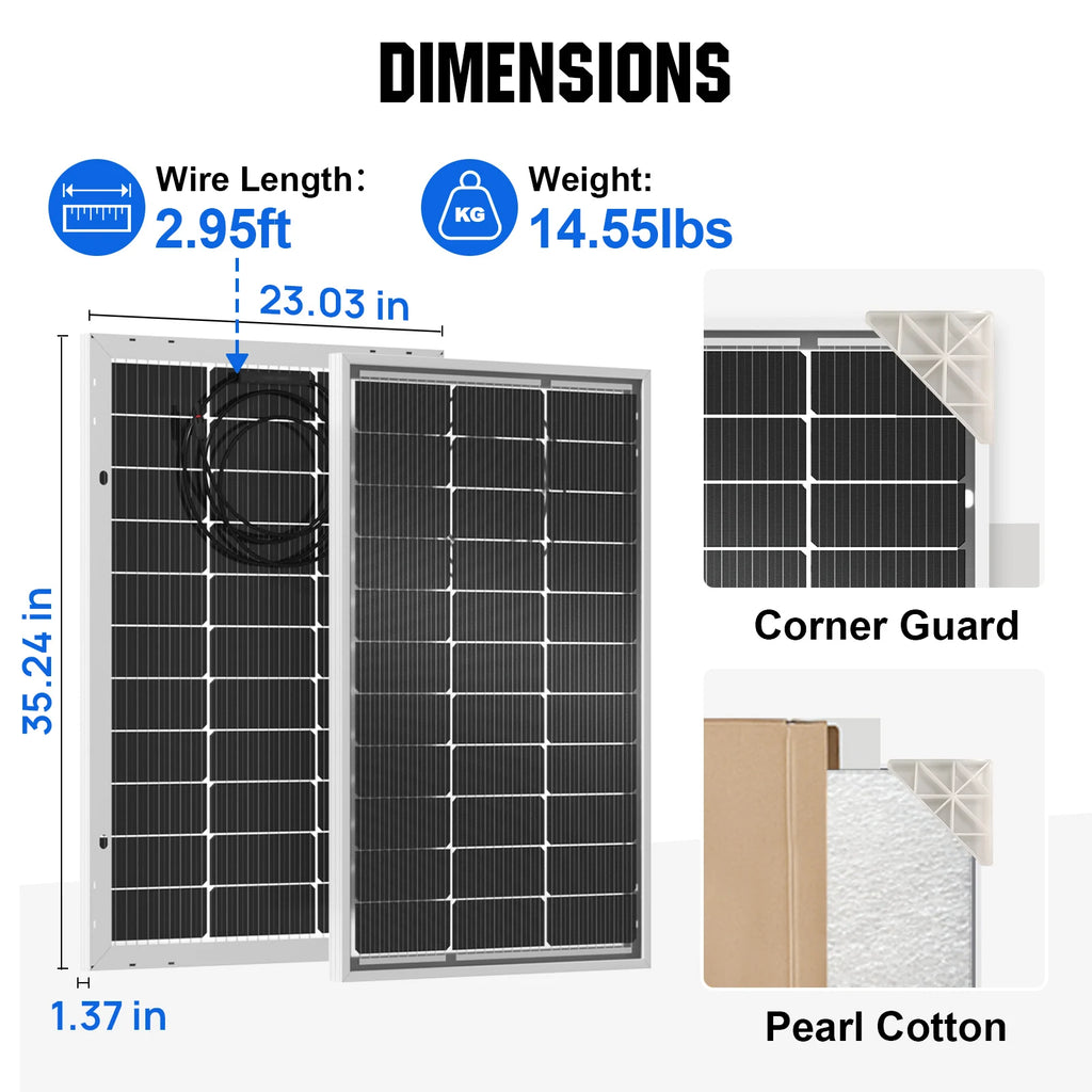 Panel solar bifacial ECO-WORTHY de 100 W y 12 V – Monocristalino