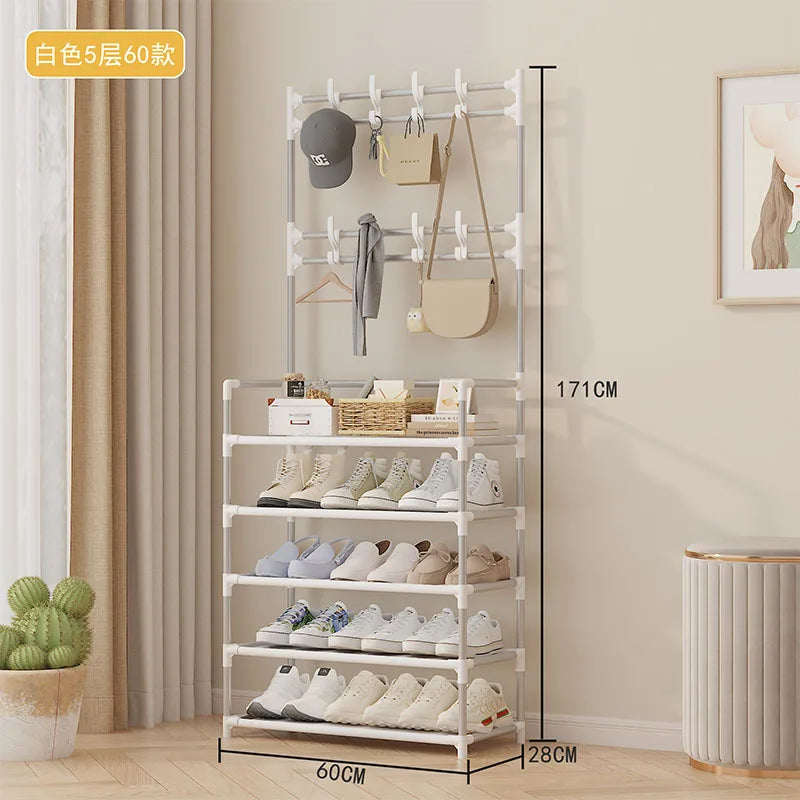 Shoe Rack Simple Door Household Integrated Hanger Multi-layer Storage Shoe Cabinet Floor Rack Shoes