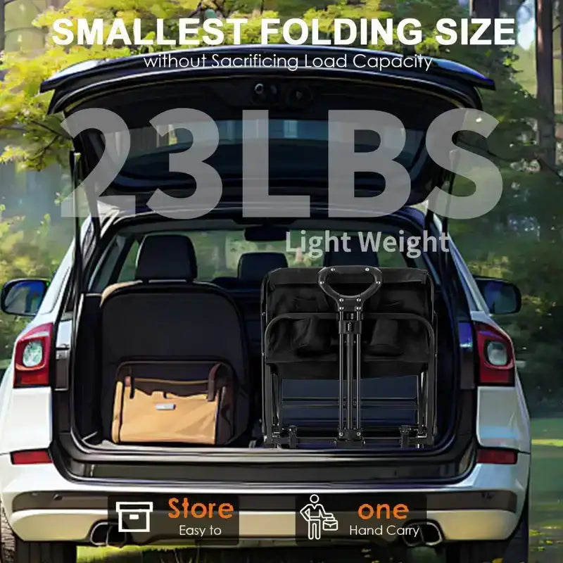 Foldable Wagon, 330/450LB Heavy Duty Foldable Utility Garden Wagon With Terrain Car Storage Car Wheels, Side Pockets, Portable C