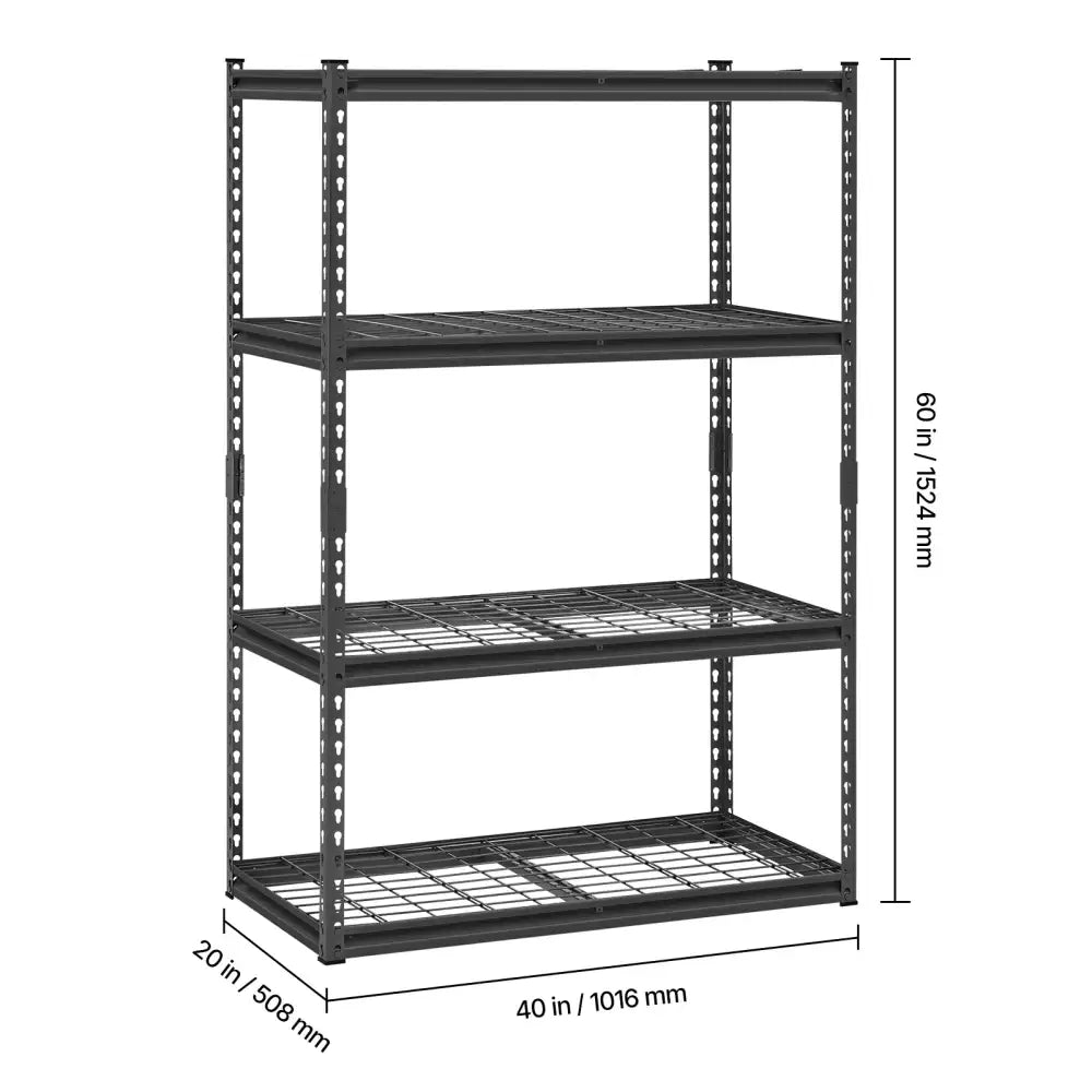 Étagère de rangement robuste réglable à 4 niveaux, capacité de charge de 2400 lb, étagère de rangement pour salon, étagère de présentation polyvalente pour garage, entrepôt, sous-sol, maison