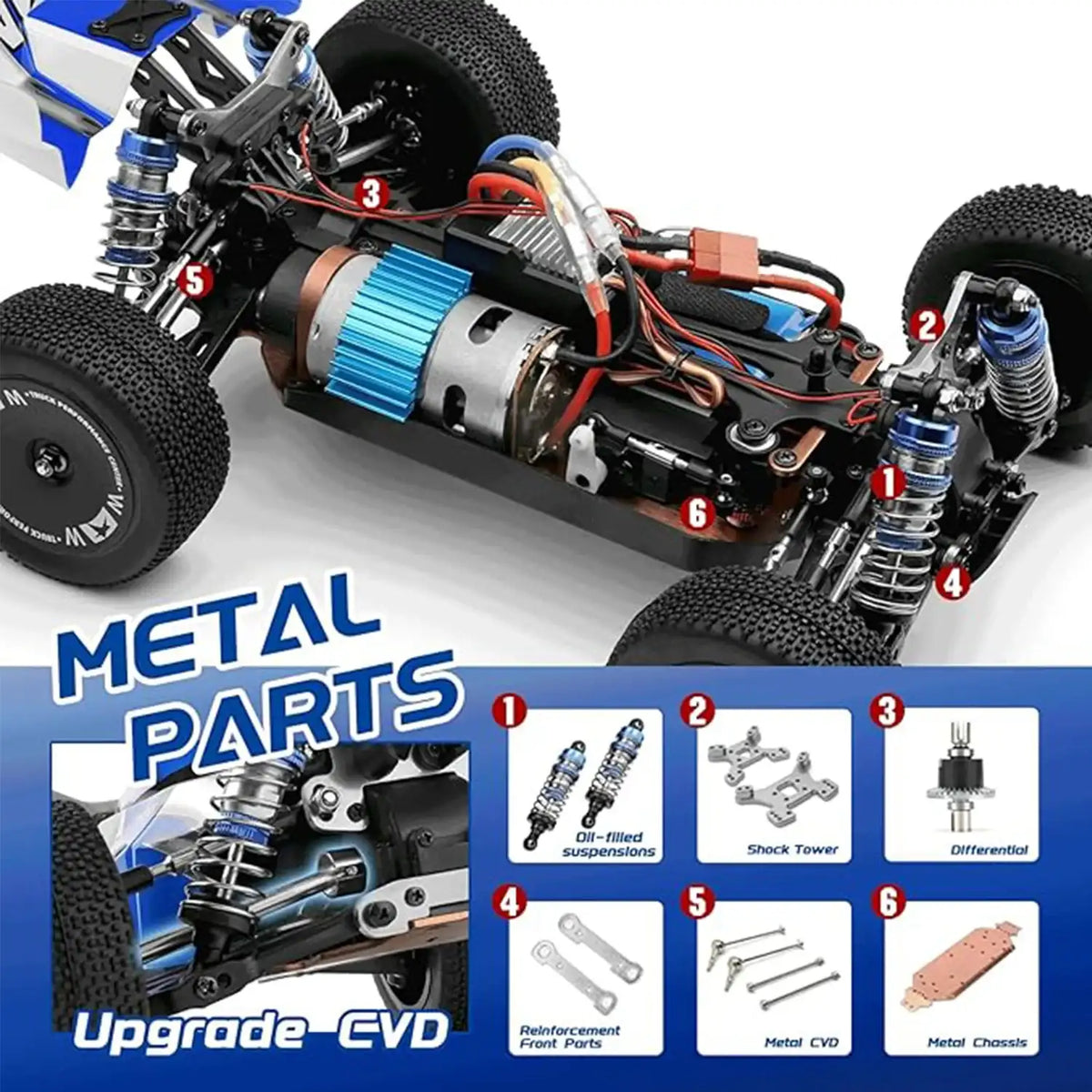WLtoys 144011 1/14 4WD RCカー 大人向け、最高時速70km/h オフロード高速RCカー、アップグレード版(144001V2)、アウトドアに最適