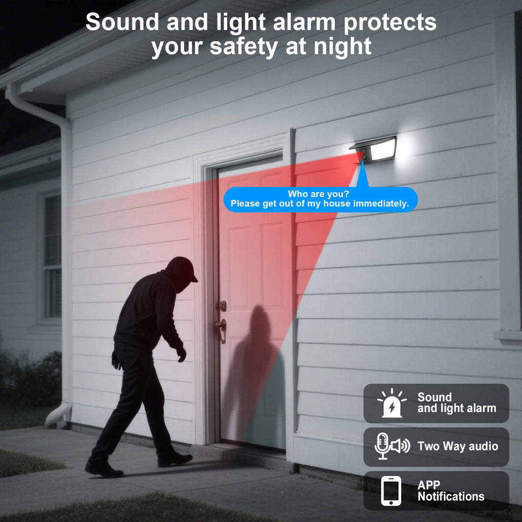 2K Solar Camera Wall Light 2.4G Outdoor WIFI Camera Home Protection Security Camera Battery Cam Color Night Vision Local Alarm