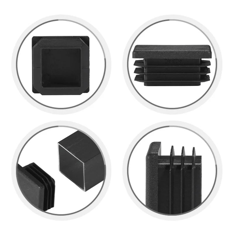13x13mm-120x120mm Square Plastic Black Blanking End Caps Furniture Leg Tube Pipe Inserts Plugs Bung Decorative Dust Cover