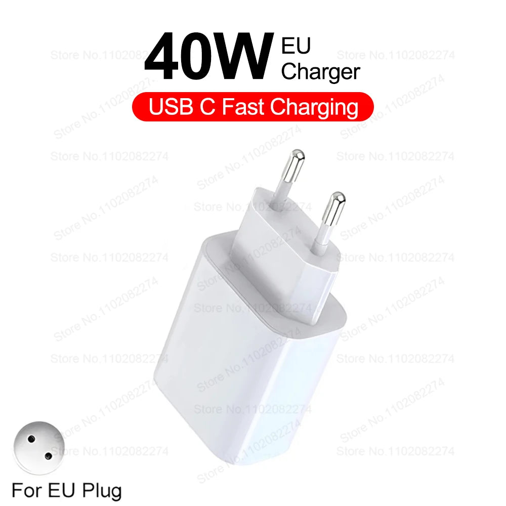 Chargeur original 40W pour iPhone USB Type C Chargeur rapide pour iPhone 17 16 15 14 13 12 11 Pro Max Plus Câble de charge PD Accessoires