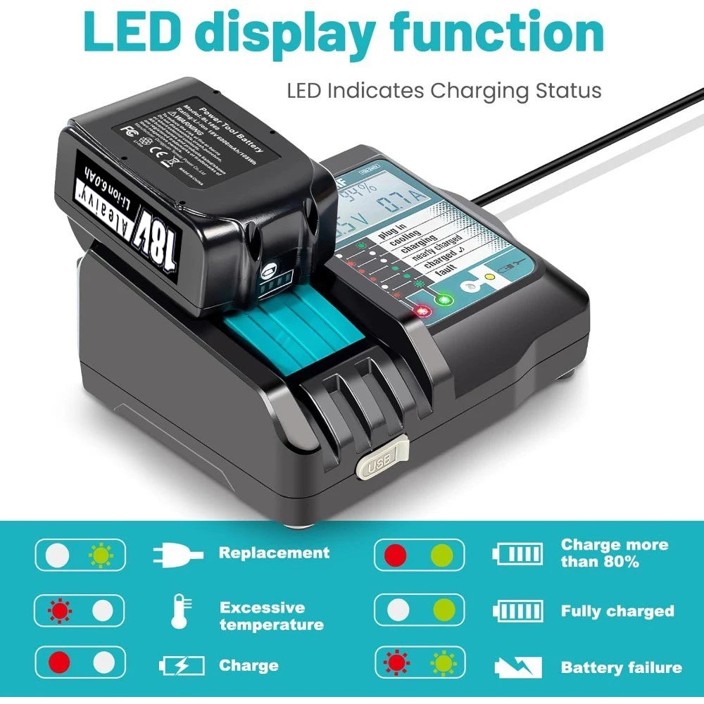 DC18RF Li-ion Battery Charger 3.5A Charging Current for Makita 14.4V 18V BL1830 Bl1430 DC18RC DC18RA Power tool with USB