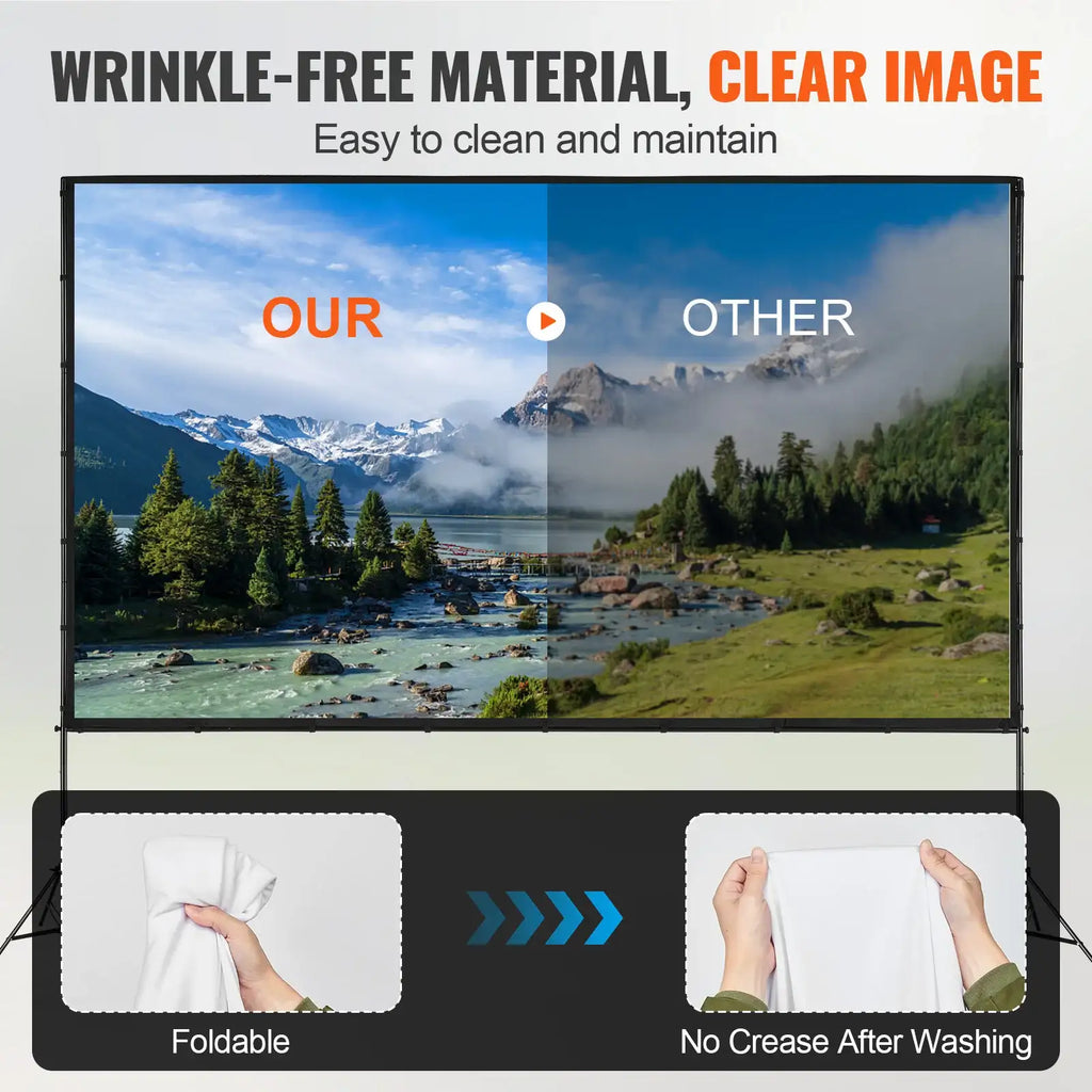 SucceBuy Projektionsleinwand mit Ständer, 150 Zoll, 16:9, 4K 1080 HD, tragbare Projektionsleinwand für Zuhause, Büro, Garten, Filmtheater und Kino