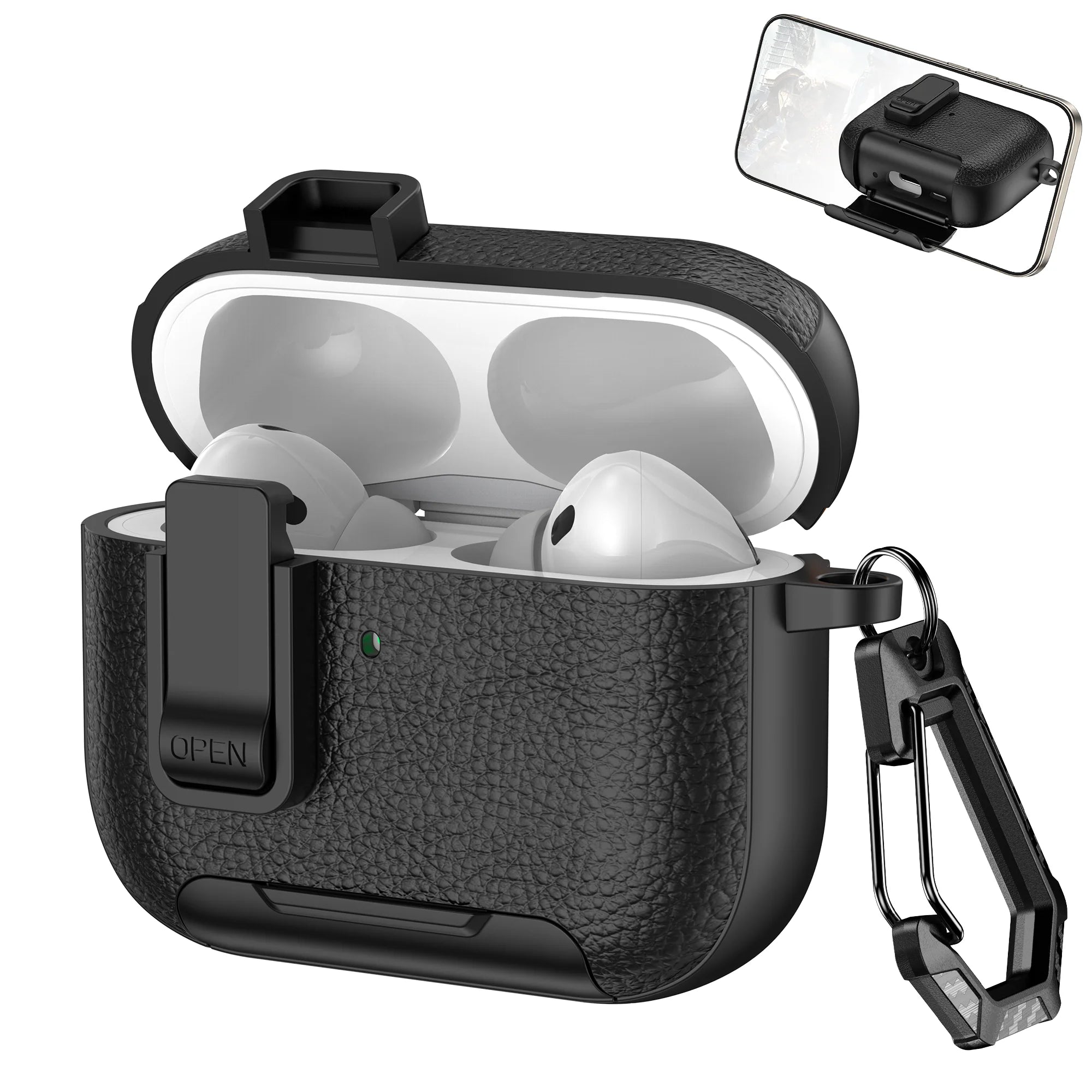 Nouvelle housse pour écouteurs AirPods Pro 3 3ème génération, étui de protection avec verrouillage sécurisé, support de téléphone invisible, coque en texture cuir